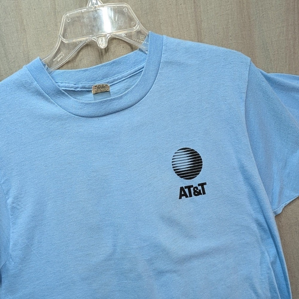 Vintage 80s AT&T Screen Stars Shirt Kansas City Service Blue Large Single Stitch